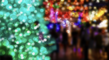 blurry Christmas Lights party on a street