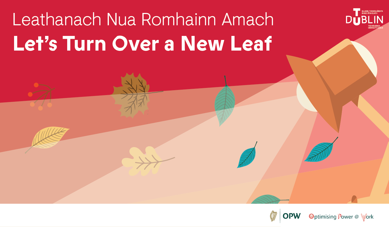 Turn a new leaf graphic with light and leaves