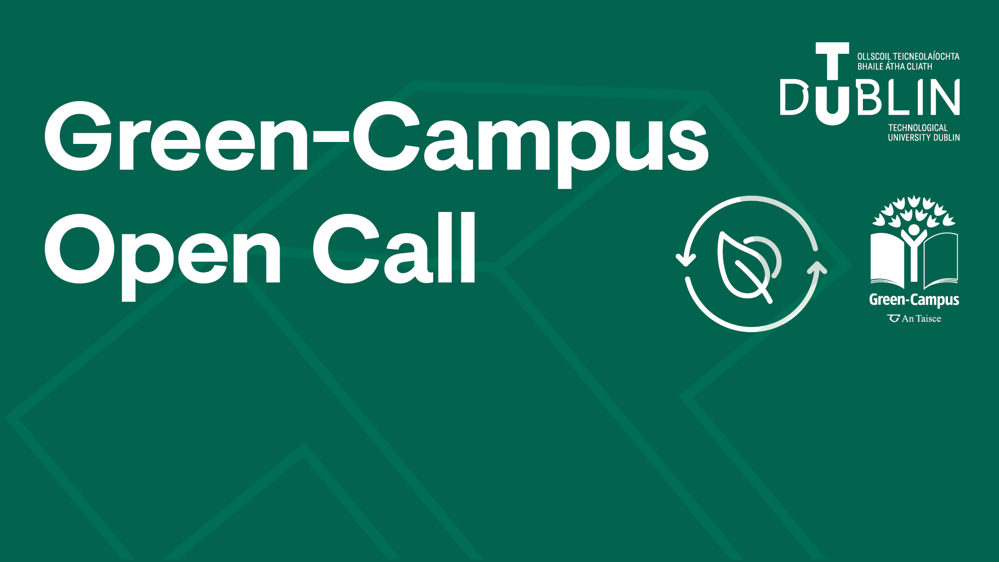 green graphic reads green campus open call with logos