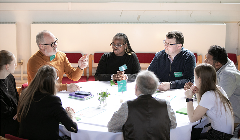A round table event with people workshoping