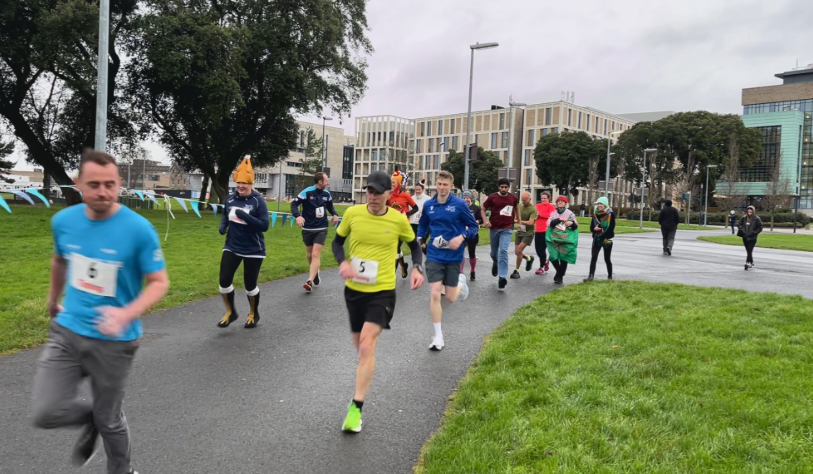 Group of people in a running race at TU Dublin Grangegorman campus