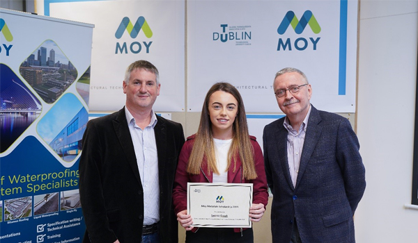 Saoirse Gough with Bryan Conroy, Moy Materials and Frank McDonald, former Environment Editor of the Irish Times