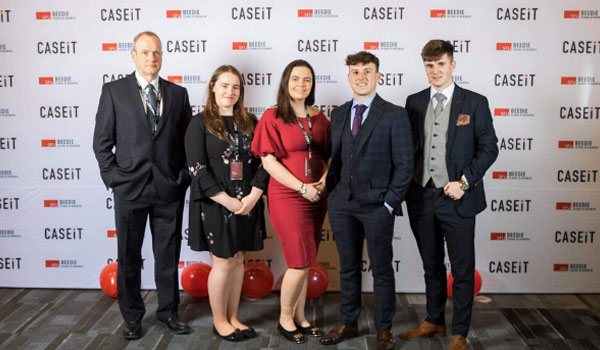 Group photo of students at event to mark finishing in Top 5 of Universities at CaseIT 2020