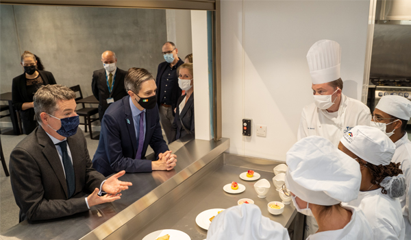 School of Culinary Arts and Food Technology students and staff with Minister Harris and Minister Donohoe