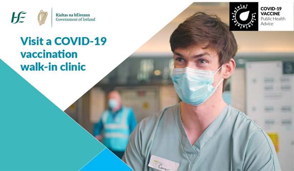 Visit a covid 19 vaccination clinic text and image