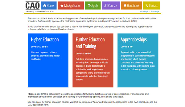 CAO screenshot education options