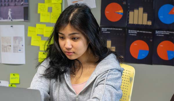 TU Dublin student using a laptop