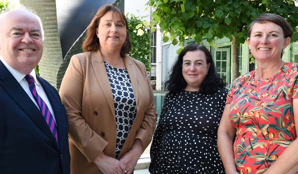 Pictured Thomas Stone, Vice President for Partnerships, TU Dublin and Member of the Leadership Advisory Group, Open Doors Initiative, Minister of State with responsibility for Disability Anne Rabbitte TD, Niamh Malone, Founder, https://ailimhealing.com/ and Helen Dooley, Group General Counsel, AIB.