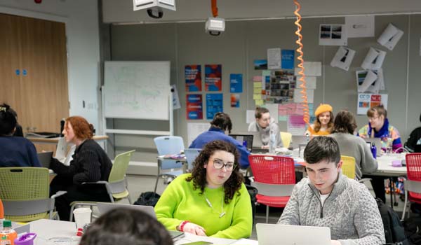 Students working in a design studio