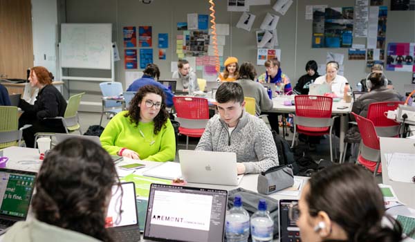 TU Dublin students working in a design studio