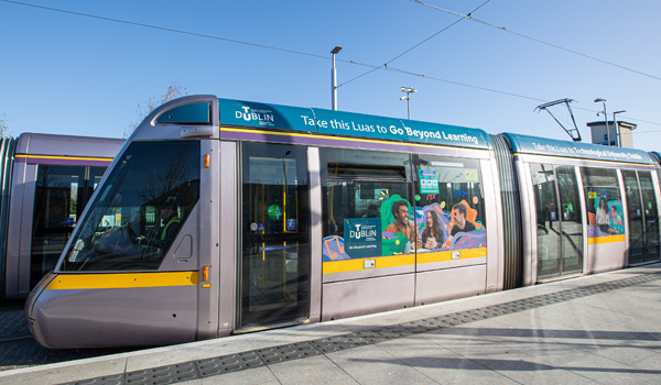 Tram wrapped Go Beyond Learning Brand Campaign