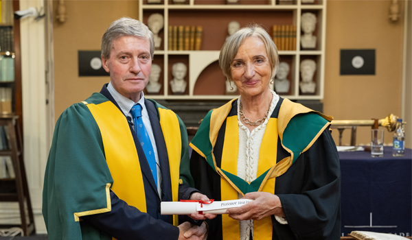 Professor Una Hunt, with the President of the Royal Irish Academy, Pat Guiry, and Dr Orla McDonagh, Dean, Faculty of Arts & Humanities (TU Dublin).