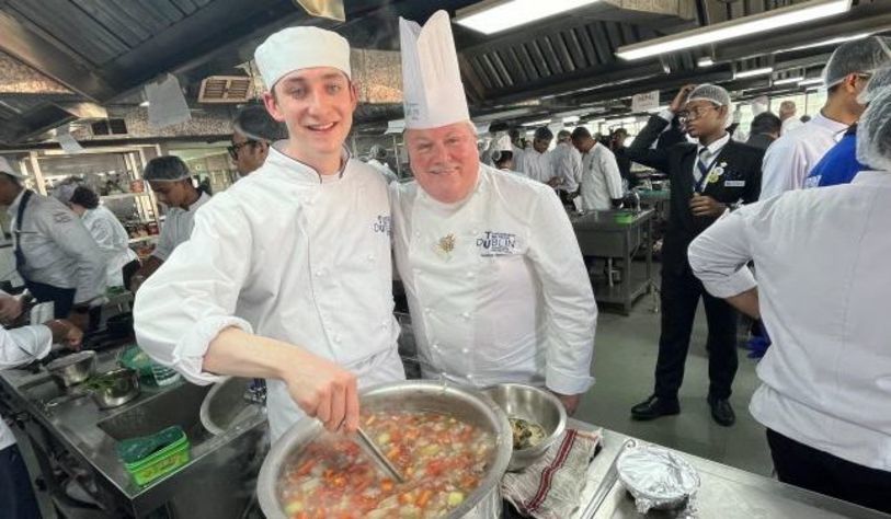 TU Dublin Culinary Arts student Sam Hutzler with George Smith, Lecturer in Culinary Arts