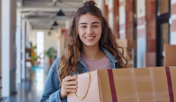 College student moving into campus to start new academic course