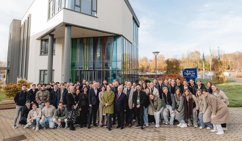 Dutch Ambassador to Ireland, Her Excellency Maaike van Koldam, with students from the Avans University of Applied Sciences on a visit to TU Dublin’s Campus in Blanchardstown.