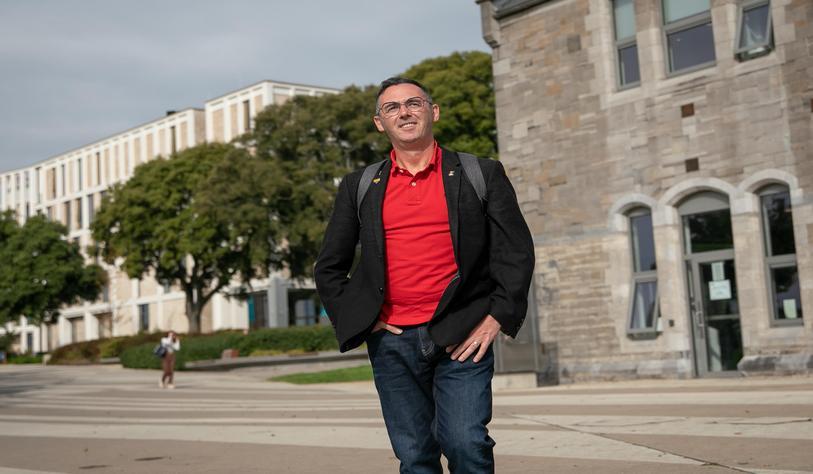 A person walking through Grangegorman Campus