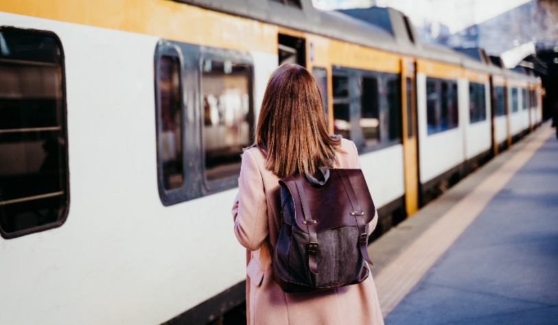 Woman standing at train